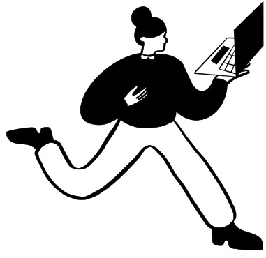 Woman running with laptop